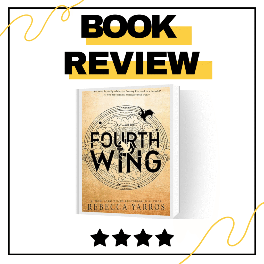 fourth wing review header image with book cover