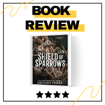 shield of sparrows book review blog header image with book cover